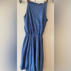 MassimoDutti blue fully lined linen dress in Large